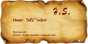 Haar Sándor névjegykártya
